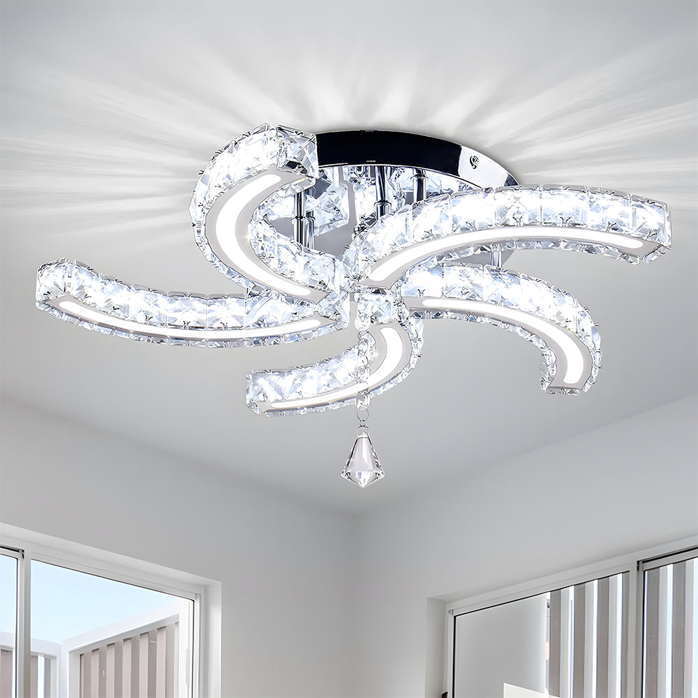 Crystal LED Ceiling Light 5 Arms Flush Mount Ceiling
