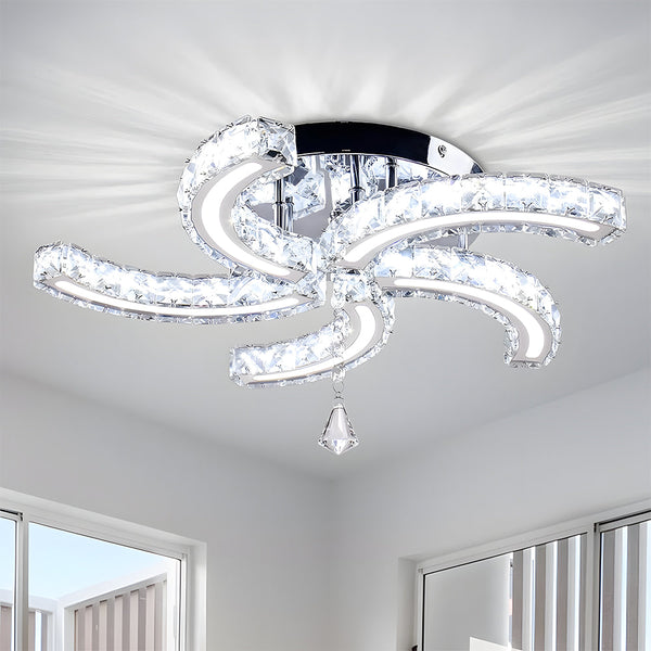 Crystal LED Ceiling Light 5 Arms Flush Mount Ceiling
