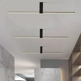 Modern Minimalist Aluminium LED Linear Semi Flush Mount Ceiling