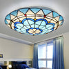 Vintage Stained Glass Flush Mount Ceiling Fixture