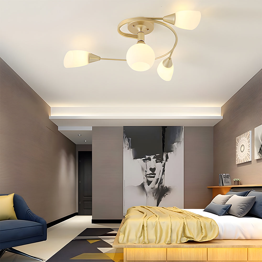 Modern Creative Ceiling Light Semi Flush Mount With White