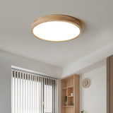 Modern Wood Flush LED Ceiling Lights Round Shape