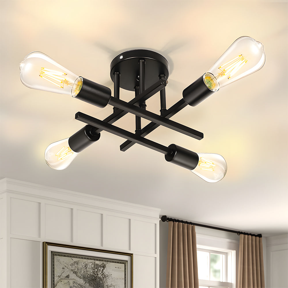 Sputnik Black Semi Flush Mount Ceiling Light