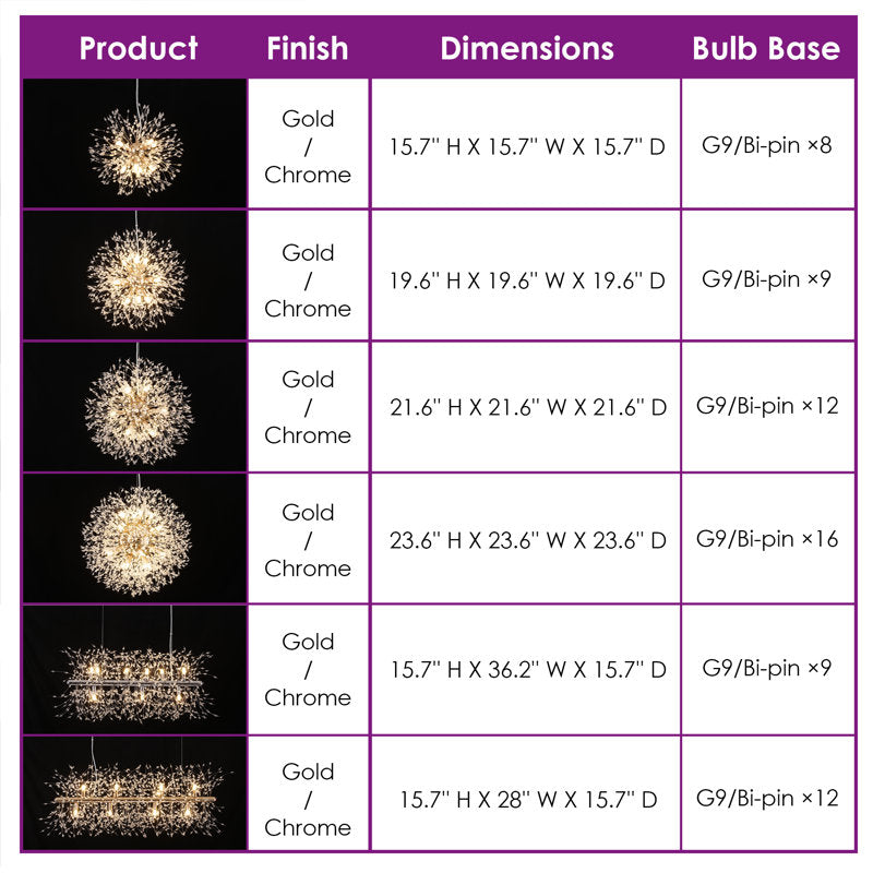 Dandelion 8-Light Sputnik Crystal Chandelier