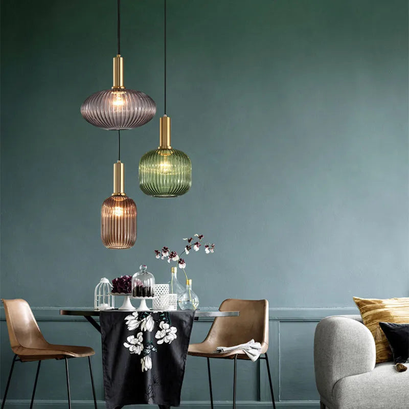 Retro Restaurant Colorfull Glass Pendant Lights Creative Living Room