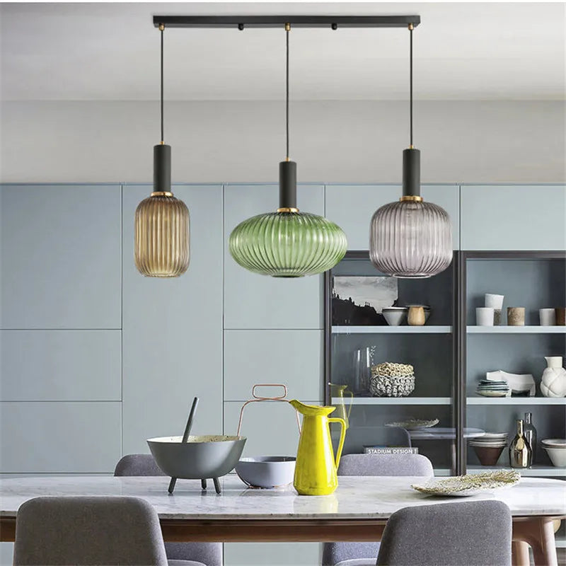 Retro Restaurant Colorfull Glass Pendant Lights Creative Living Room