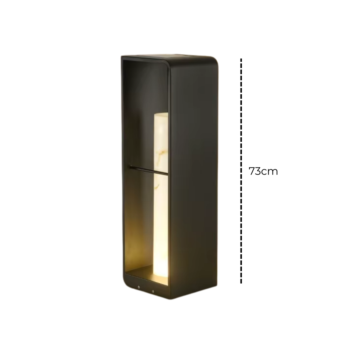 Litora geometric solar garden post light 73cm height dimension - stainless steel - Litora
