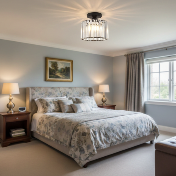 Luxury Crystal Semi-Flush Mount Ceiling Light