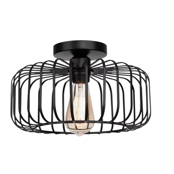 Industrial Iron Cage Flush Mount Ceiling Light 30cm