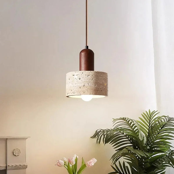 Modern Popular Wabi Sabi Travertine Droplight Over Dining Desk