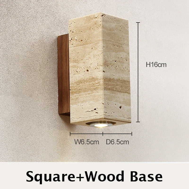 Wabi Sabi Yellow Marble Wall Lamp LED Bedside Japan