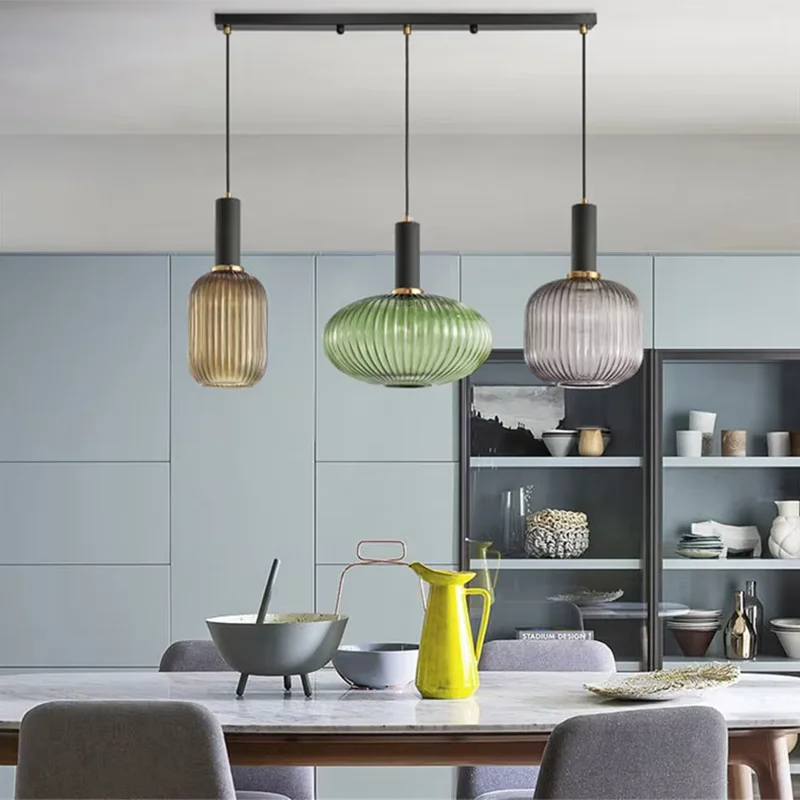 Retro Restaurant Colorfull Glass Pendant Lights Creative Living Room