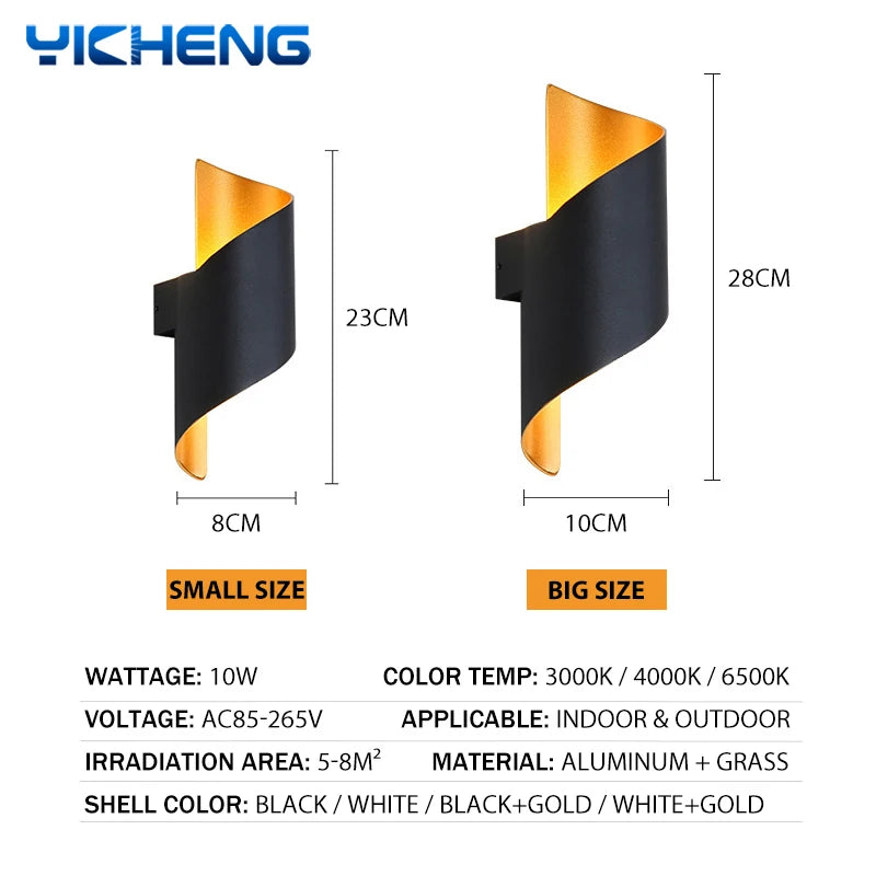 Spiral Design LED Wall Lamp 10W Indoor Wall Lights