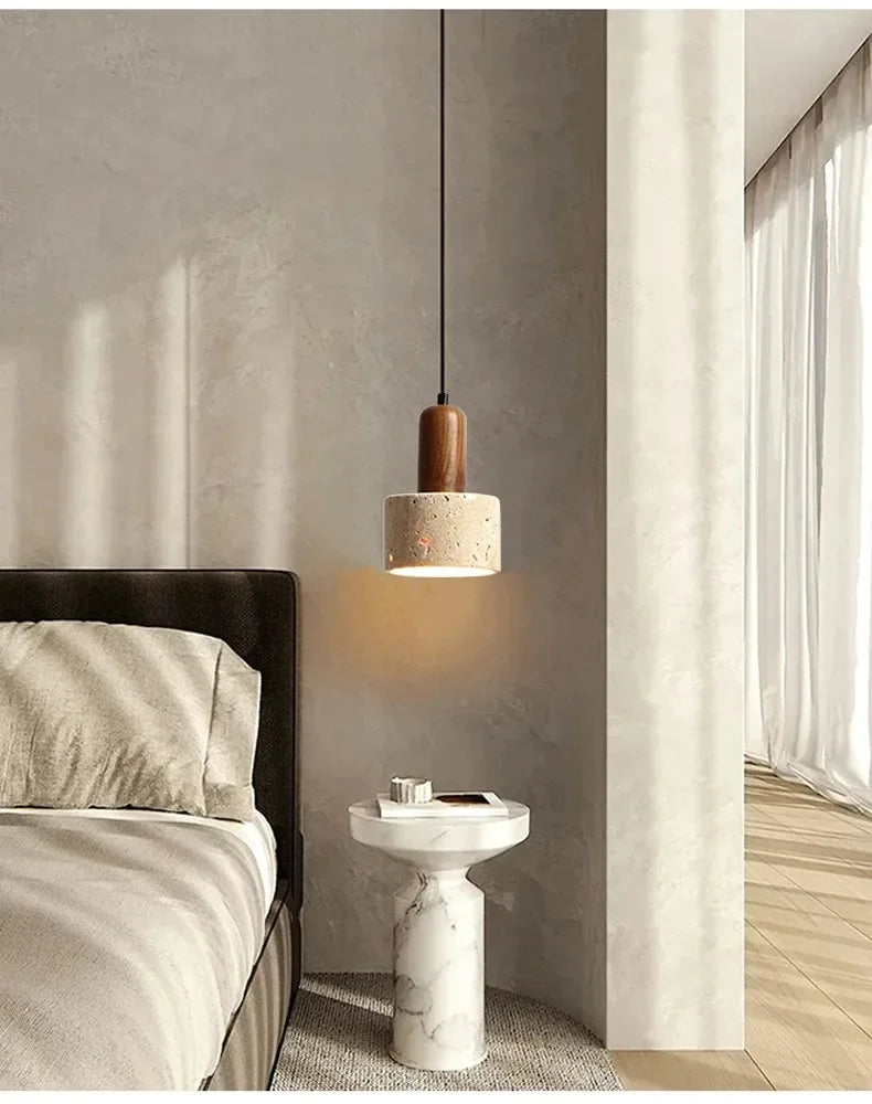 Modern Popular Wabi Sabi Travertine Droplight Over Dining Desk
