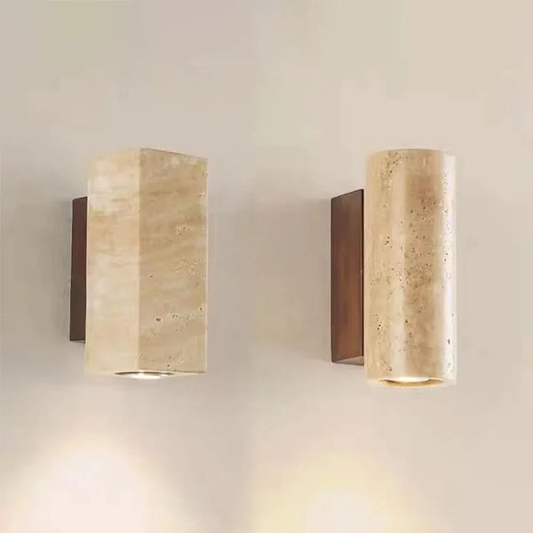 Wabi Sabi Yellow Marble Wall Lamp LED Bedside Japan