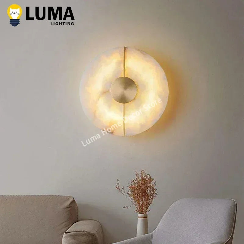 Modern Luxury Creative Natural Marble Copper Wall Light