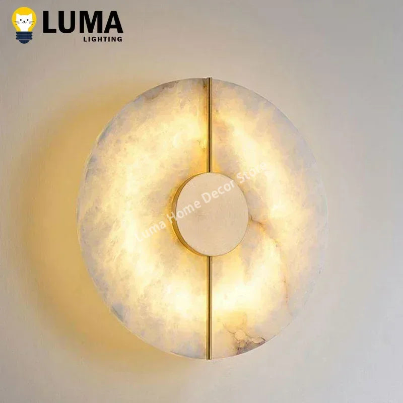 Modern Luxury Creative Natural Marble Copper Wall Light