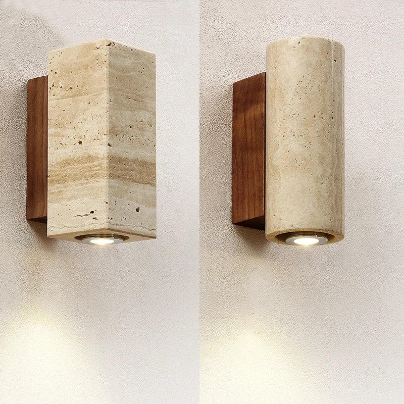 Wabi Sabi Yellow Marble Wall Lamp LED Bedside Japan