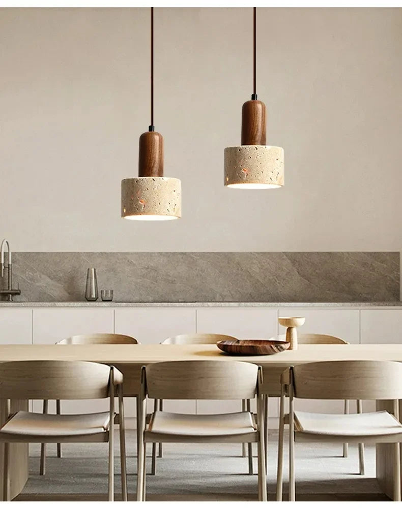 Modern Popular Wabi Sabi Travertine Droplight Over Dining Desk