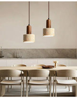 Modern Popular Wabi Sabi Travertine Droplight Over Dining Desk